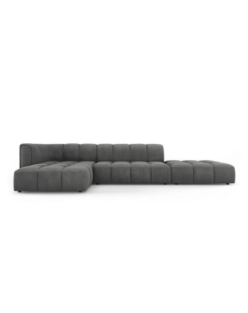 Canapé d'angle gauche modulaire en chenille Francesca 5 places gris foncé - 323 x 160 x 70 cm