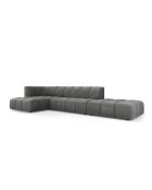 Canapé d'angle gauche modulaire en chenille Francesca 5 places gris foncé - 323 x 160 x 70 cm