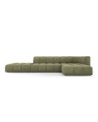Francesca Modulares Ecksofa aus Chenille für 5 Personen, rechts, hellgrün - 323 x 160 x 70 cm