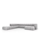 Canapé d'angle gauche panoramique modulable en chenille Francesca 7 places gris clair - 329 x 276 x 70 cm
