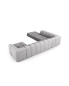 Canapé d'angle gauche panoramique modulable en chenille Francesca 7 places gris clair - 329 x 276 x 70 cm