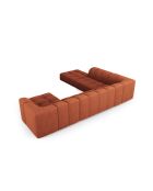 Canapé d'angle gauche panoramique modulable en chenille Francesca 7 places orange - 329 x 276 x 70 cm