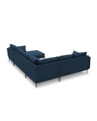 Canapé d'angle panoramique gauche ouvert en tissu structuré Elio 7 places bleu - 337 x 244 x 95 cm