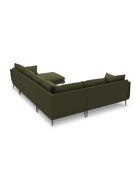 Canapé d'angle panoramique gauche ouvert en tissu structuré Elio 7 places vert - 337 x 244 x 95 cm