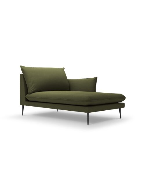 Chaise longue droite en tissu structuré Elio verte - 107 x 170 x 97 cm