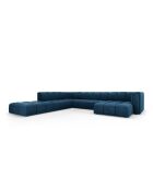 Canapé d'angle gauche panoramique modulable en chenille Francesca 7 places bleu roi - 329 x 276 x 70 cm