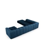 Canapé d'angle gauche panoramique modulable en chenille Francesca 7 places bleu roi - 329 x 276 x 70 cm