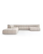 Canapé d'angle gauche panoramique modulable en chenille Francesca 7 places beige - 329 x 276 x 70 cm