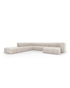 Canapé d'angle gauche panoramique modulable en chenille Francesca 7 places beige - 329 x 276 x 70 cm