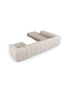 Canapé d'angle gauche panoramique modulable en chenille Francesca 7 places beige - 329 x 276 x 70 cm