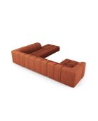 Canapé d'angle droit panoramique modulable en chenille Francesca 7 places orange - 329 x 276 x 70 cm