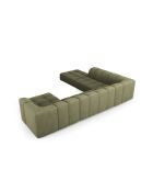 Canapé d'angle gauche panoramique modulable en chenille Francesca 7 places vert clair - 329 x 276 x 70 cm