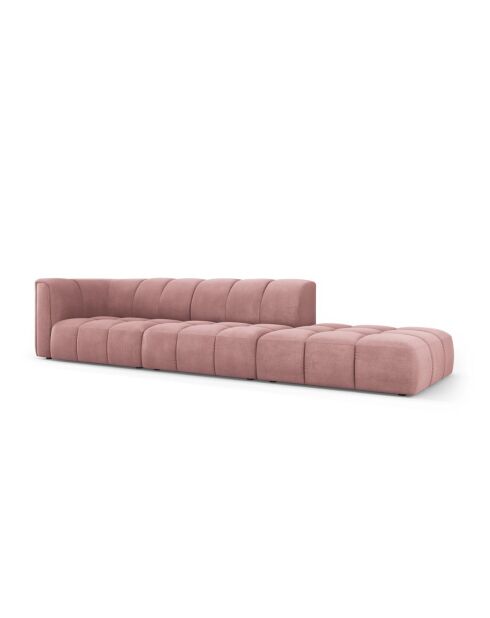 Canapé modulable droit en chenille Francesca 4 places rose - 293 x 96 x 70 cm