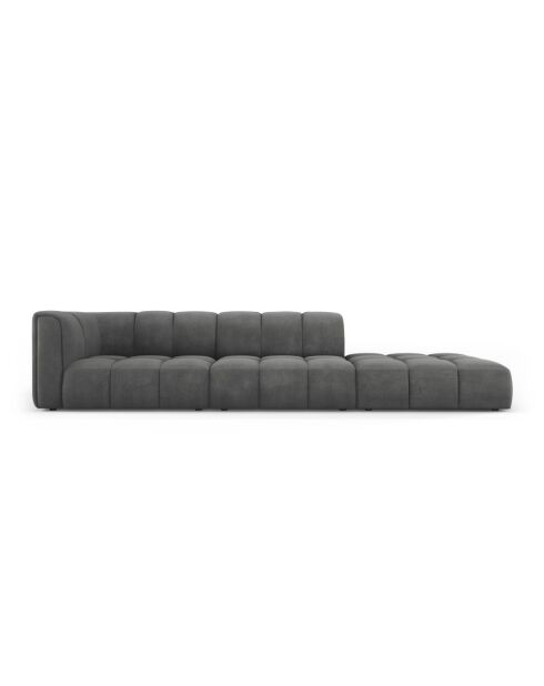 Canapé modulable droit en chenille Francesca 4 places gris foncé - 293 x 96 x 70 cm