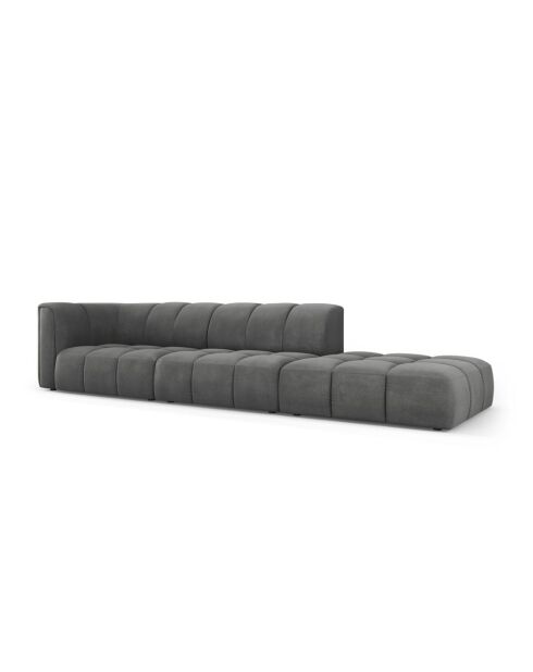 Canapé modulable droit en chenille Francesca 4 places gris foncé - 293 x 96 x 70 cm