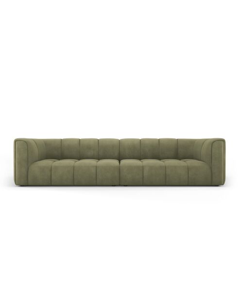 Canapé modulaire en chenille Francesca 4 places vert clair - 286 x 96 x 70 cm