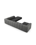 Canapé d'angle droit panoramique modulable en chenille Francesca 7 places gris foncé - 329 x 276 x 70 cm