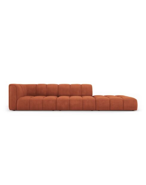 Canapé modulable droit en chenille Francesca 4 places orange - 293 x 96 x 70 cm