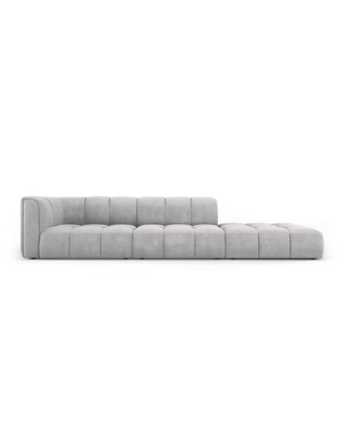 Canapé modulable droit en chenille Francesca 4 places gris clair - 293 x 96 x 70 cm