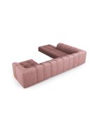 Canapé d'angle gauche panoramique modulable en chenille Francesca 7 places rose - 329 x 276 x 70 cm