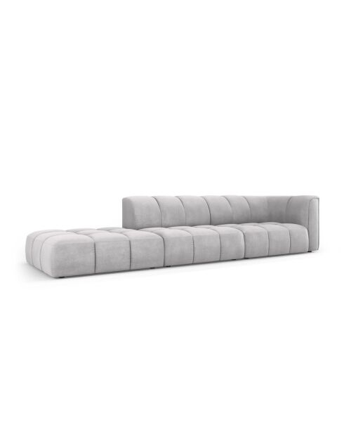 Canapé modulable gauche en chenille Francesca 4 places gris clair - 293 x 96 x 70 cm