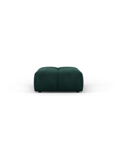 Pouf en chenille Francesca vert bouteille - 64 x 64 x 38 cm