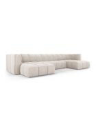 Canapé panoramique en chenille Francesca 5 places beige - 346 x 160 x 70 cm