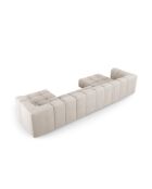Canapé panoramique en chenille Francesca 5 places beige - 346 x 160 x 70 cm