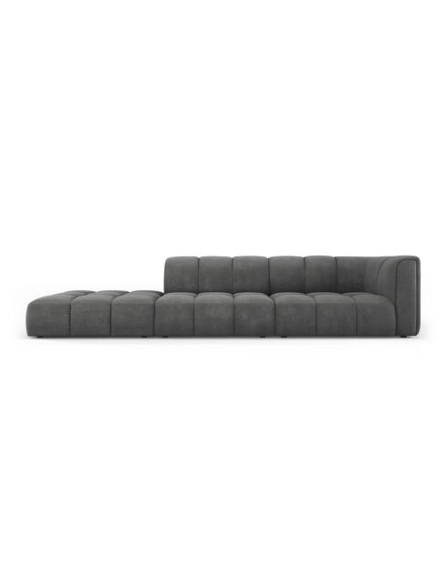 Canapé modulable gauche en chenille Francesca 4 places gris foncé - 293 x 96 x 70 cm