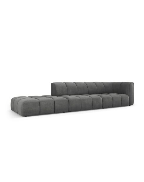 Canapé modulable gauche en chenille Francesca 4 places gris foncé - 293 x 96 x 70 cm