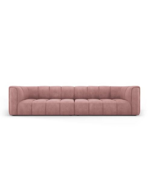 Canapé modulaire en chenille Francesca 4 places rose - 286 x 96 x 70 cm