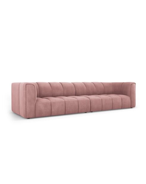 Canapé modulaire en chenille Francesca 4 places rose - 286 x 96 x 70 cm