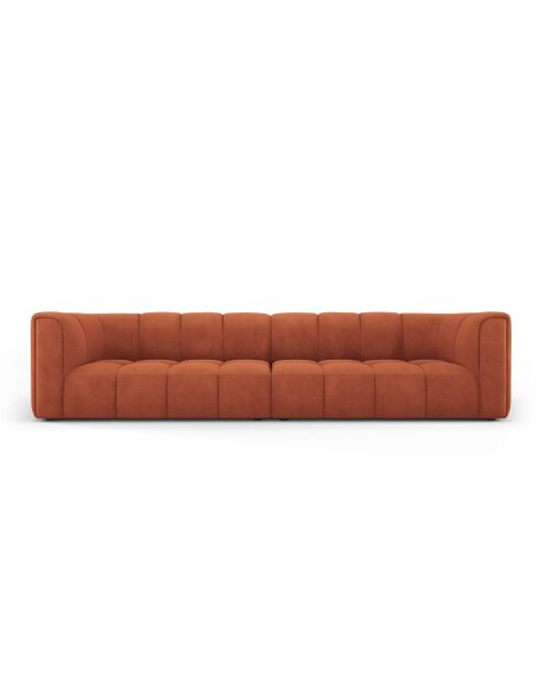 Canapé modulaire en chenille Francesca 4 places orange - 286 x 96 x 70 cm