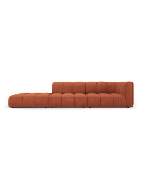 Canapé modulable gauche en chenille Francesca 4 places orange - 293 x 96 x 70 cm