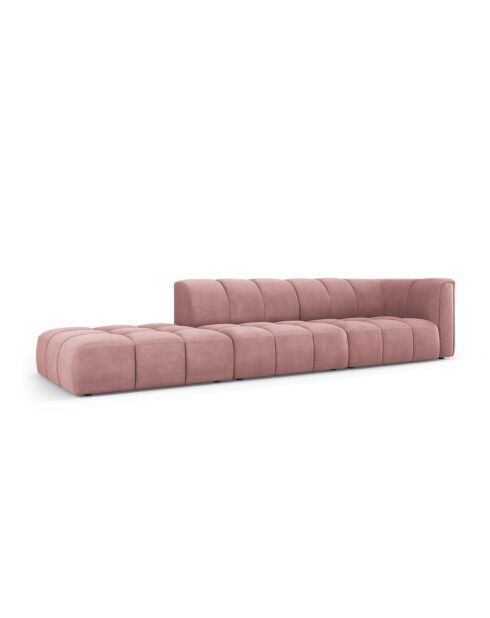 Canapé modulable gauche en chenille Francesca 4 places rose - 293 x 96 x 70 cm