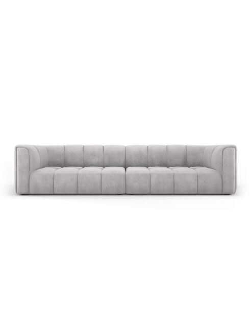 Canapé modulaire en chenille Francesca 4 places gris clair - 286 x 96 x 70 cm