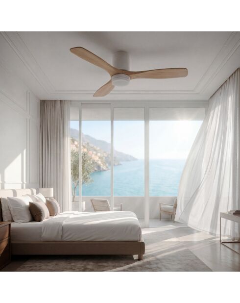 Ventilateur de plafond avec lumière bois clair