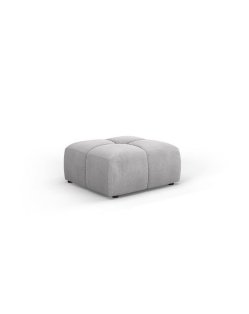 Pouf en chenille Francesca gris clair - 64 x 64 x 38 cm