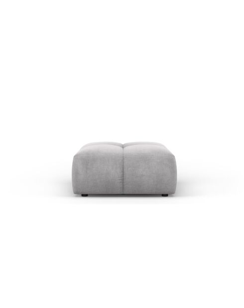 Pouf en chenille Francesca gris clair - 64 x 64 x 38 cm