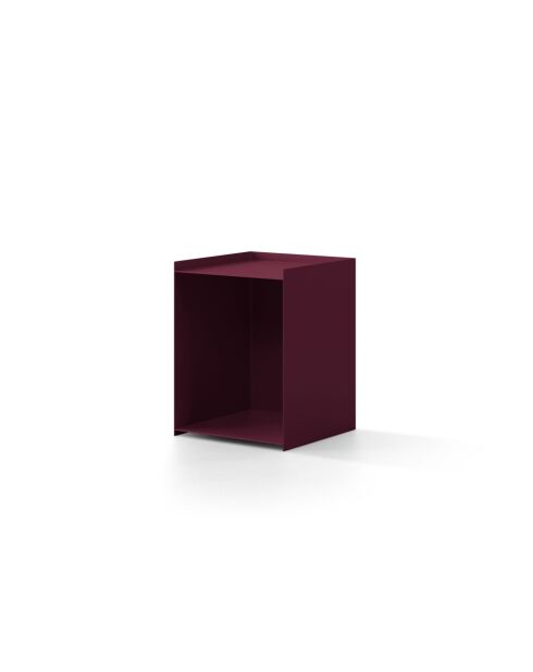 Table de chevet en métal Tullio bordeaux - 39.5 x 39.5 x 51.5 cm