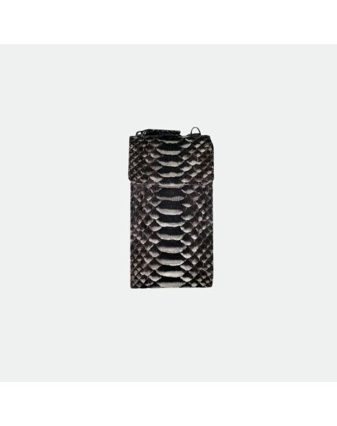 Funda Meghan de piel blanca y negra - 17,5 x 10 cm
