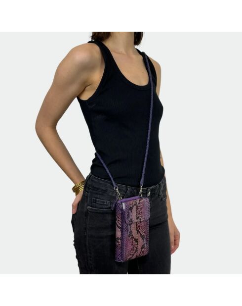Funda Meghan de piel morada - 17,5 x 10 cm