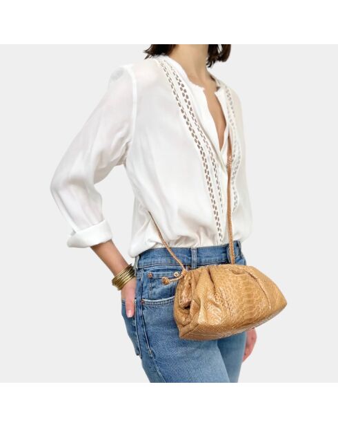 Sac bandouliere souple Uniq en cuir baby natural - 23 x 18 cm