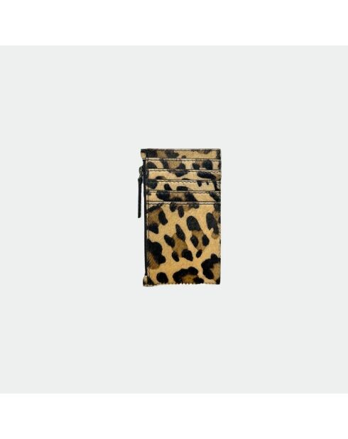 Tarjetero Sylvano de piel de leopardo - 9 x 14 cm