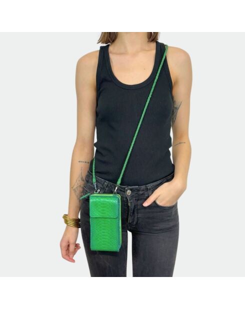 Funda de piel Meghan Jungle - 17,5 x 10 cm