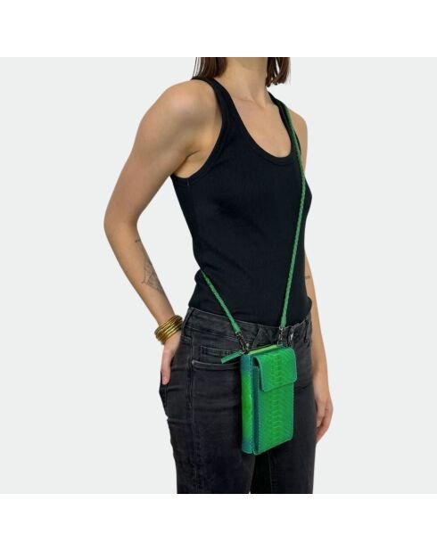 Funda de piel Meghan Jungle - 17,5 x 10 cm