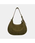 Bolso de hombro Tina de piel caqui - 34 x 23 x 7 cm