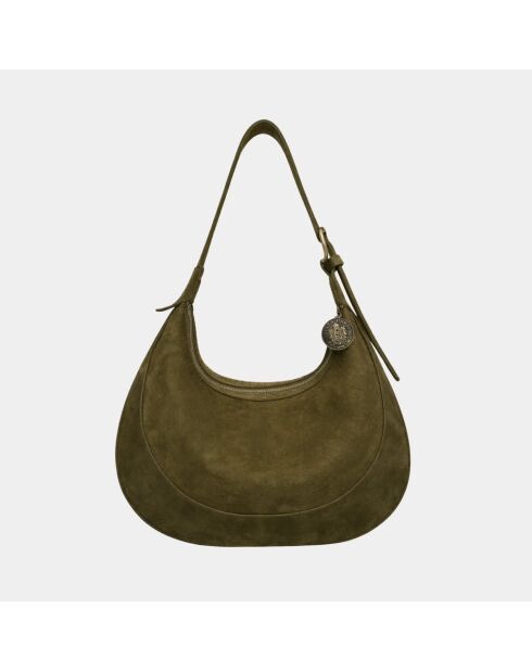Bolso de hombro Tina de piel caqui - 34 x 23 x 7 cm