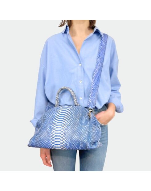 Sac bandouliere souple Jade en cuir jeans - 35 x 22 cm