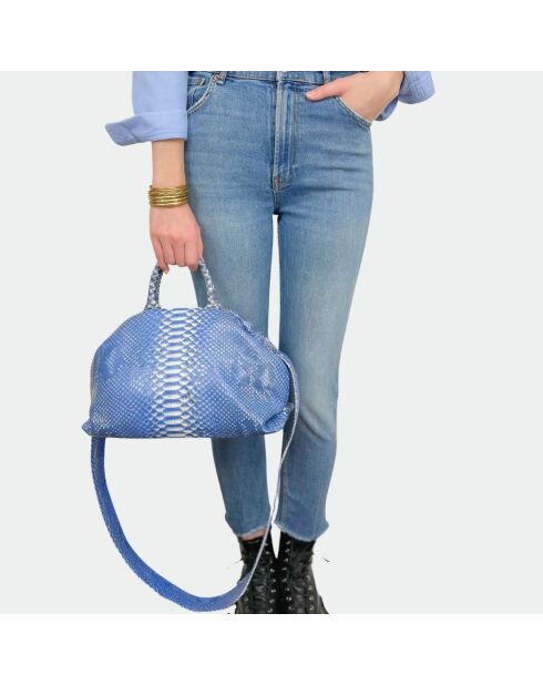 Sac bandouliere souple Jade en cuir jeans - 35 x 22 cm